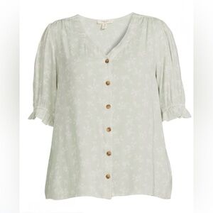 Women's Plus Size Button Front Flutter Sleeve Top nwt